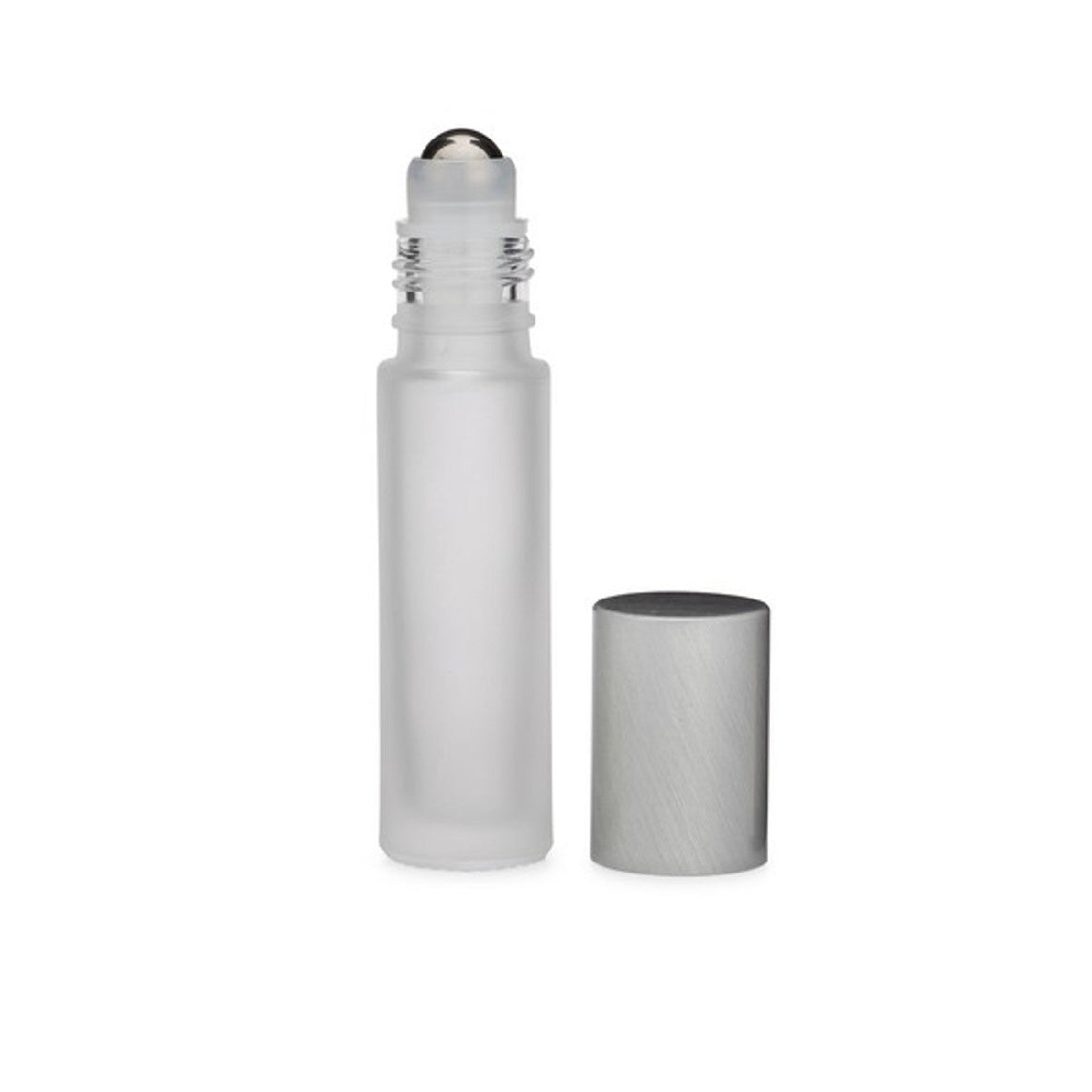 10 ml clear glass essential oil roller bottle with stainless steel rollerball & silver cap for custom blends from the atelier 